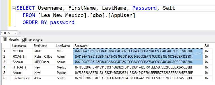 Lea County, New Mexico - AppUser Database Table
